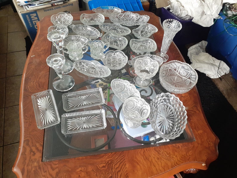 27 Pieces of Various Crystal Dinnerware Etsy
