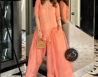 Handmade Silk Farsi Salwar Suit: Custom Punjabi Patiala Suit