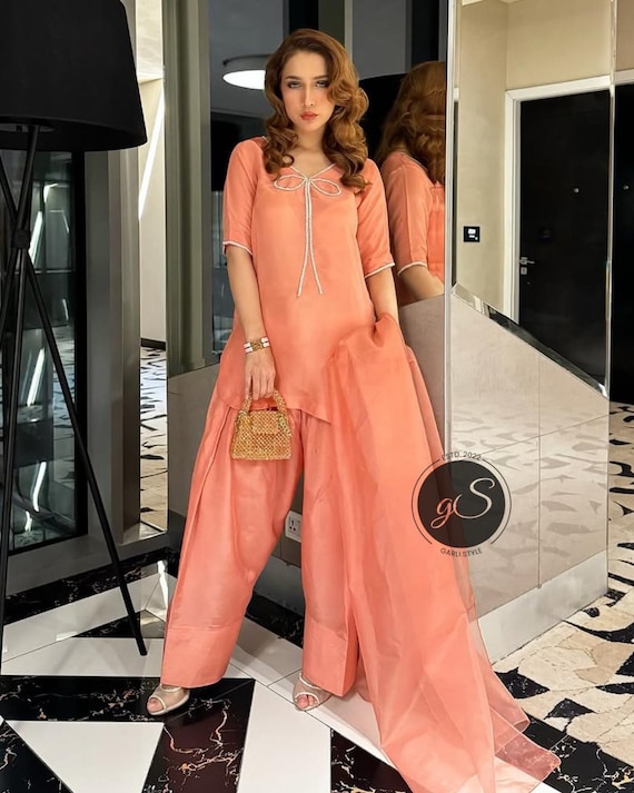 Handmade Silk Farsi Salwar Suit: Custom Punjabi Patiala Suit
