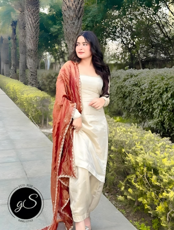 Handmade Silk Organza Punjabi Suit: Custom Patiala Salwar Kameez