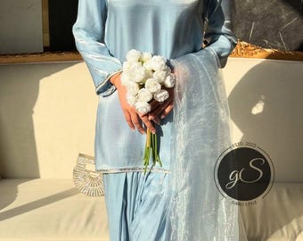 Handmade Silk Punjabi Suit: Custom Farsi Salwar Kameez, Pakistani Wedding Outfit