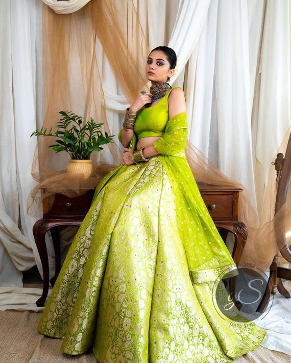 green emerald velvet dress Dark Green Embroidered Lehenga