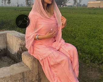 Handmade Pink Punjabi Patiala Silk Suit Indian Patiala Suit Salwar Kameez Dupatta Suit Custom stitched Indian dresses for girls women USA UK