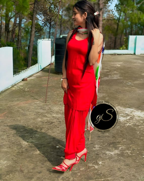 Red Punjabi Salwar Kameez Suit: Bollywood Style Party Dress
