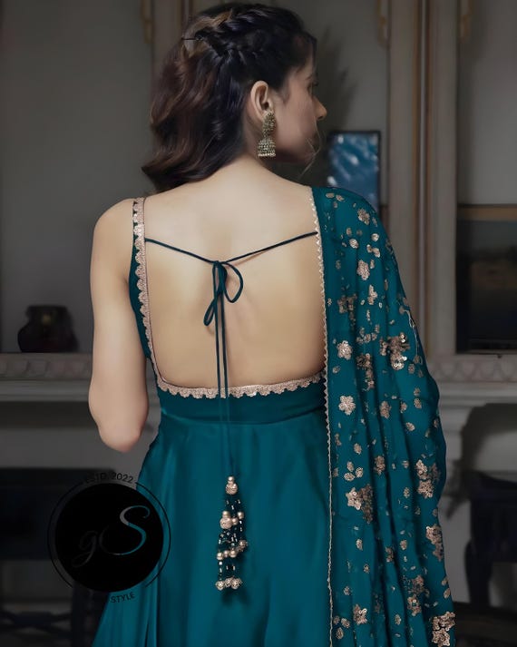 backless anarkali dress Cream & Pastel Multicolored Soft Chiffon Girlish Halter Neck Semi Back main image 1