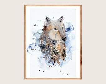Wolf Watercolor Art Print | Forest Animal Wall Decor