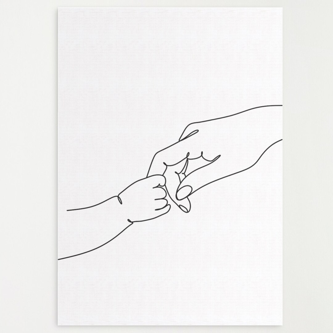 Nursery Wall Art Holding Hands Print Line Art Black and Etsy