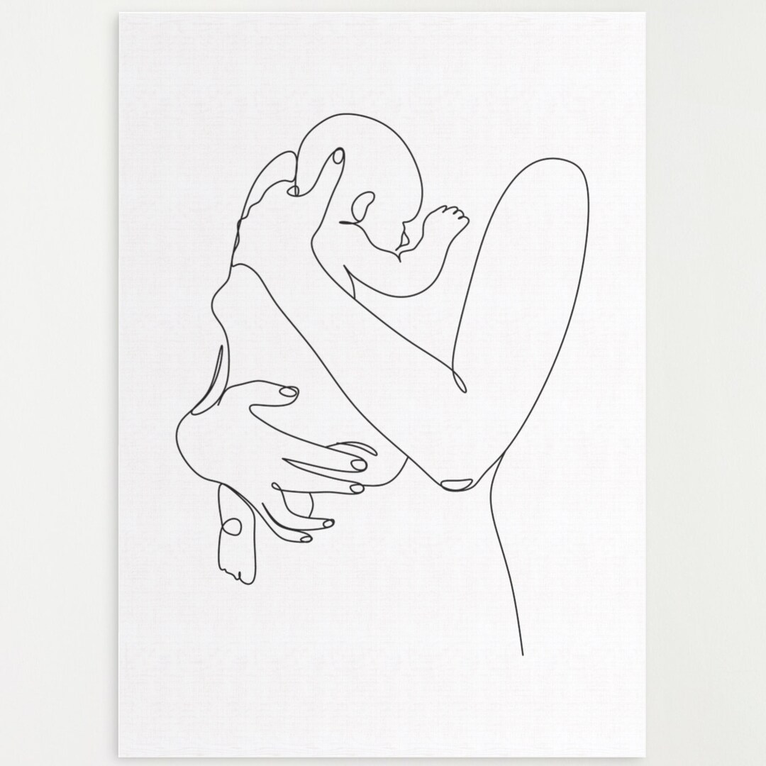 Nursery Wall Art Line Art Black and White Decor Minimalist Nursery