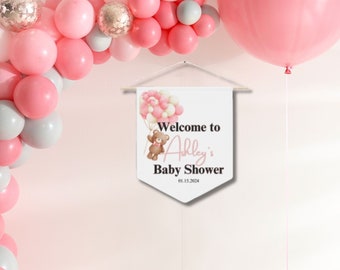 Personalized Baby Shower Sign for Baby Boy Shower Pennant Nursery Wall Decor Keepsake Wall Pennant Custom Pennant Decoration for Baby Shower