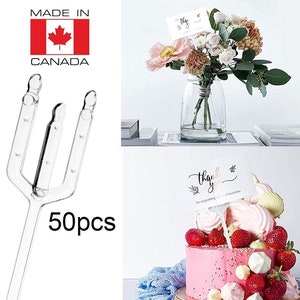 YOLUFER 160 Pieces Plastic Clear Floral Pick Card Holder, Fork Shape and  Heart Head Flower Place Holder Clip Note Photo Memo for Wedding Birthday