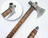 Custom Handmade Hand Forged Damascus Steel Tomahawk, Hatchet, Axe ,Integral, Pipe