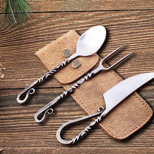Hand Viking Cutlery Set Double Twist Handle With Etsy