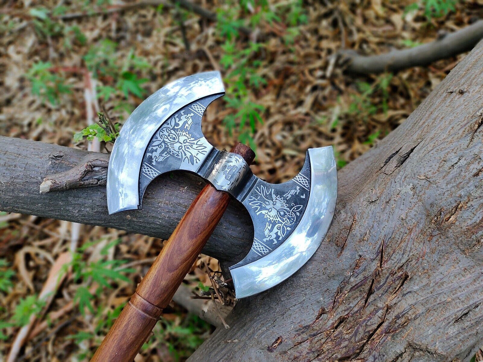 Hand Double Edge Axe Medieval Battle Norse Axe Etsy