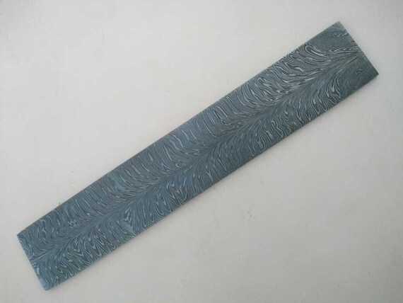 Custom Handmade Damascus Steel Blank Billet Feather Pattern 12" 