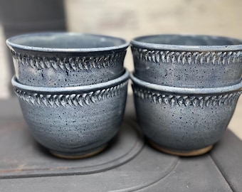 handcrafted pottery bowl set of 4 - Coastal  5.25”x 3.75”