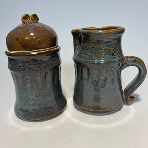 Handmade pottery sugar bowl & creamer set - Delight 3.25”x5”