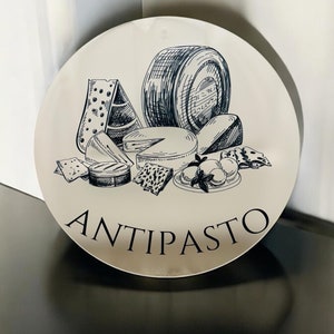 Custom Circular Acrylic Sign with UV Print Full Color Logo Sign for Mobile Charcuterie Cart Snack Cart Food and Drink Collapsible Cart Sign