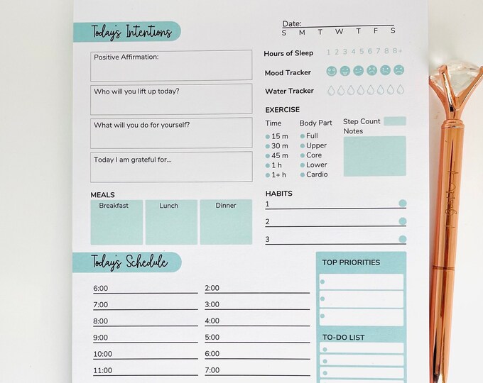 Daily Planner Notepad Exercise Planner Habit Tracker Notepad Sleep ...