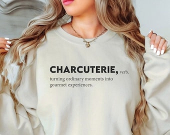 Cadeau minimaliste de sweat-shirt amateur de charcuterie pour les femmes qui aiment la charcuterie, vêtements inspirés du cadeau pour chef d'entreprise de charcuterie de moins de 30 ans