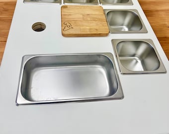 Custom Cutting Board Topper Fits 1/6 Size Tin Wooden Lid for Soft Cheeses Food Cart Preparation Small Hotel Pan Compatible Food Prep Cart