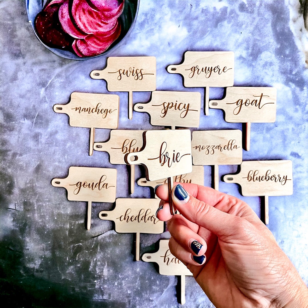 15 Cheese Marker Tags Charcuterie Board Food Label Picks Set of Wooden