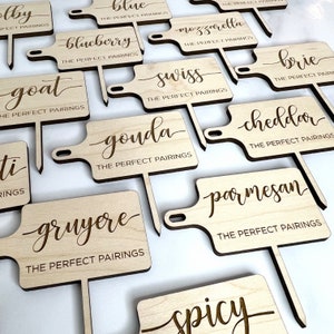 Custom Cheese Marker Tags Mini Charcuterie Board Picks Wooden Cheese Marker Labels Cheese Picks Laser Engraved for Cheese Board Cheese Names