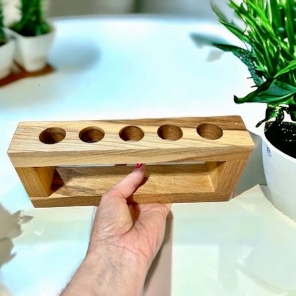 Minimalistic Wooden Plant Propagation Station Single Plant Stand Test Tubes Holder Propagation Stand Modern 5 Hole Propagation Plant 3 Hole