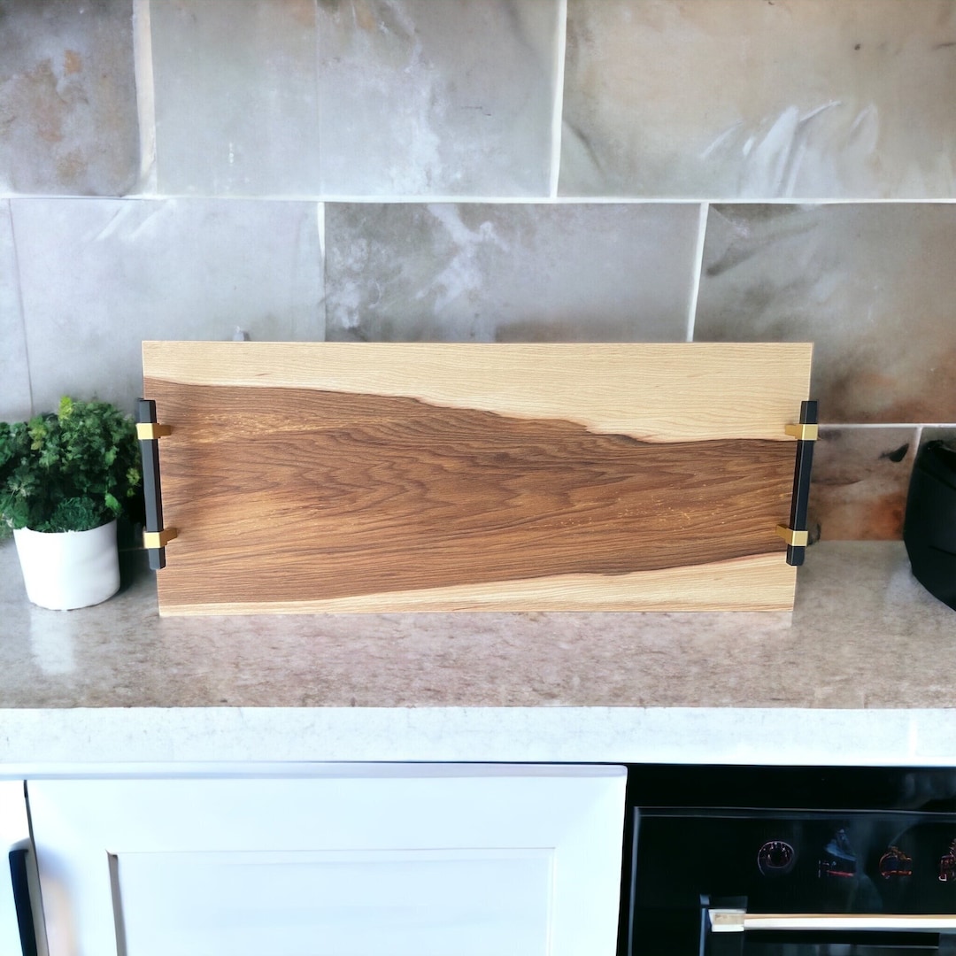 Walnut Tray Natural Wood Tray Large Serving Tray With Handles Black Walnut Tray ...