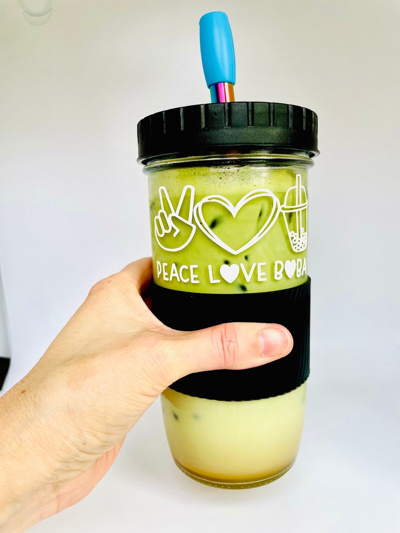 Custom 24 OZ Leakproof Boba Tea Cup Bubble Tea Glass Cup Boba Etsy