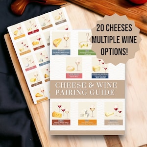 Carte modifiable des accords mets-vins et fromages 20 fromages PDF pour entreprise de fromages Boîte de charcuterie Insert Carte des fromages et des vins Téléchargement numérique