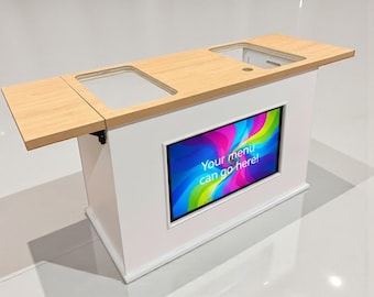 Mobile TV Cart on Wheels with 32 Inch 4K Display, Collapsible Rolling Digital Signage Cart for Trade Shows and Events
