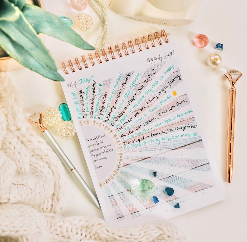 Sunburst Daily Gratitude Journal for Women 12 Months Undated Grateful Journal Simple Gratitude Practice yearly gratitude tracker journal