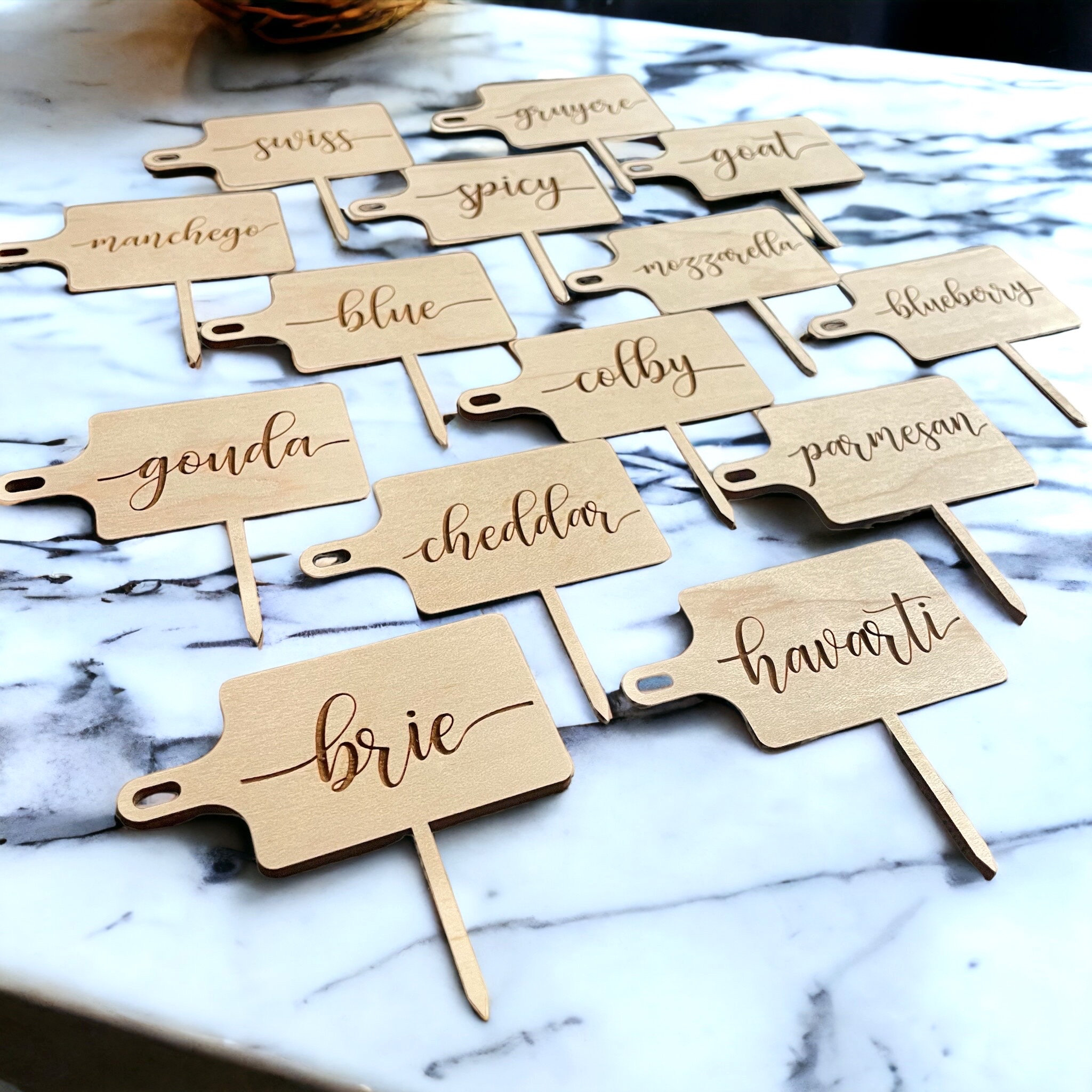15 Cheese Marker Tags Charcuterie Board Food Label Picks Set of Wooden ...