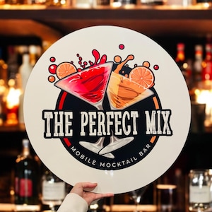 Custom Circular Wooden Sign for Mobile Charcuterie Cart in Full Color Logo Sign for Snack Cart Wood Sign for Collapsible Food and Drink Cart