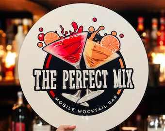 Custom Circular PVC Sign for Mobile Charcuterie Cart in Full Color Logo Sign for Snack Cart PVC Sign for Collapsible Food and Drink Cart