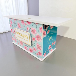 Sampling Cart Vinyl Wrapped Mobile Charcuterie Cart Collapsible Snack and Drink Cart Bar Cart on wheels with Umbrella Tasting Beverage Cart