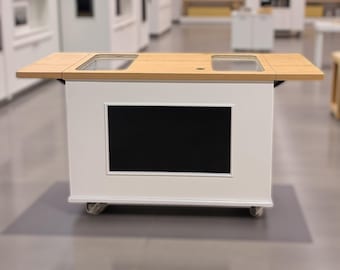 Mobile TV Cart On Wheels Collapsible Rolling Display Cart With Monitor For Events Trade Shows And Digital Signage