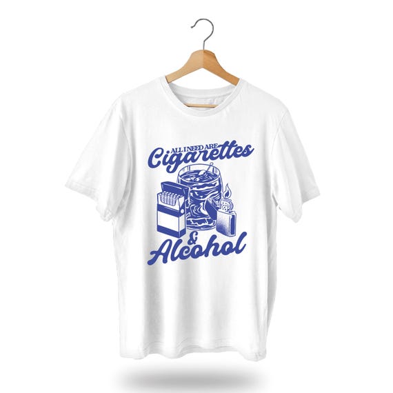 t cigarettes Cigarettes & Alcohol T-Shirt | Definitely Maybe | Morning Glory |  Manchester | Gallagher Brothers