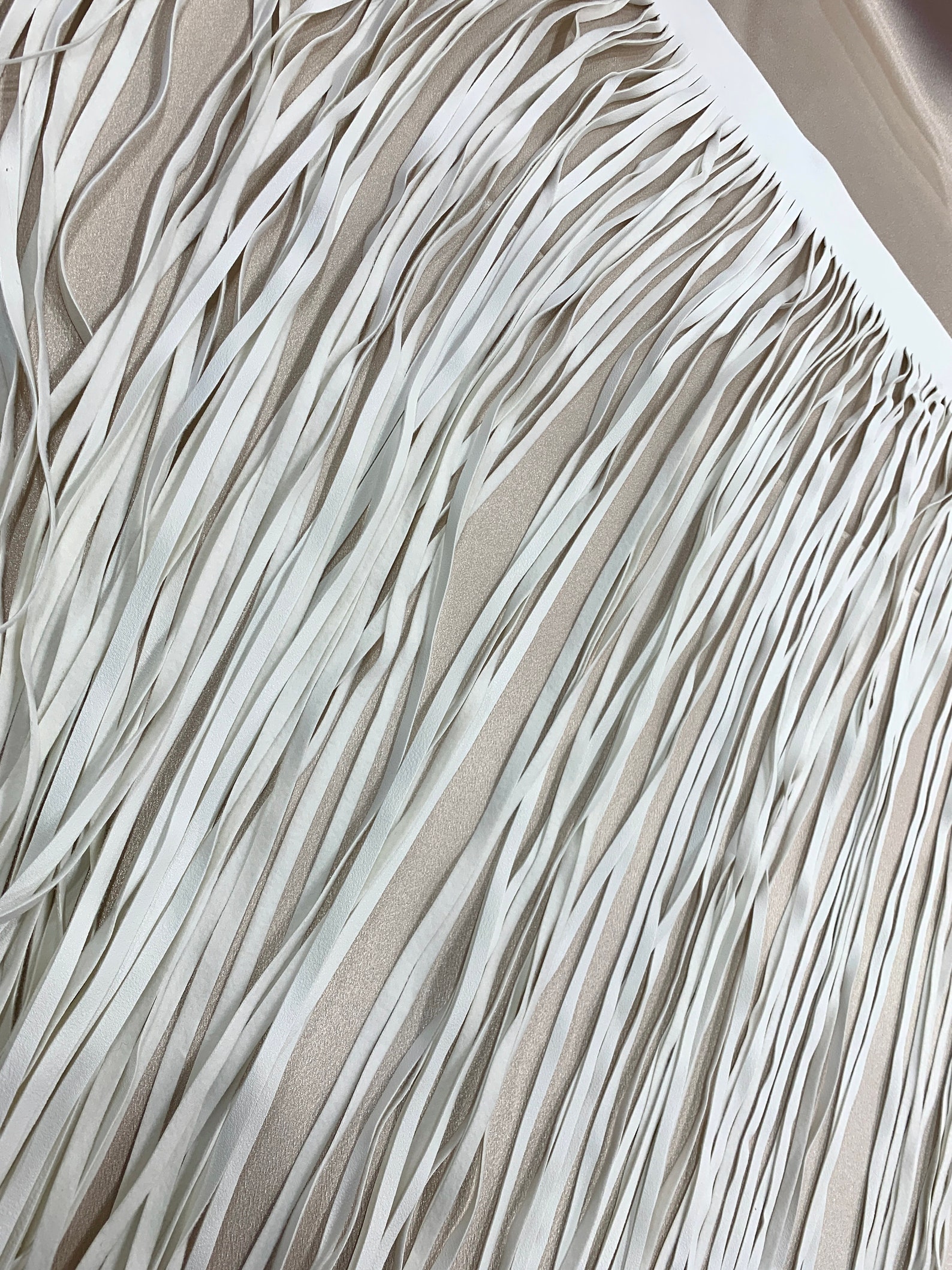 White Leather Fringe Trim Fabric by the Yard Custom Length Etsy