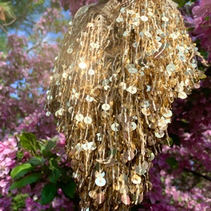 6 Gold Sequin Fringe Trim By The Yard Sparkle Sequin Glitter image 8