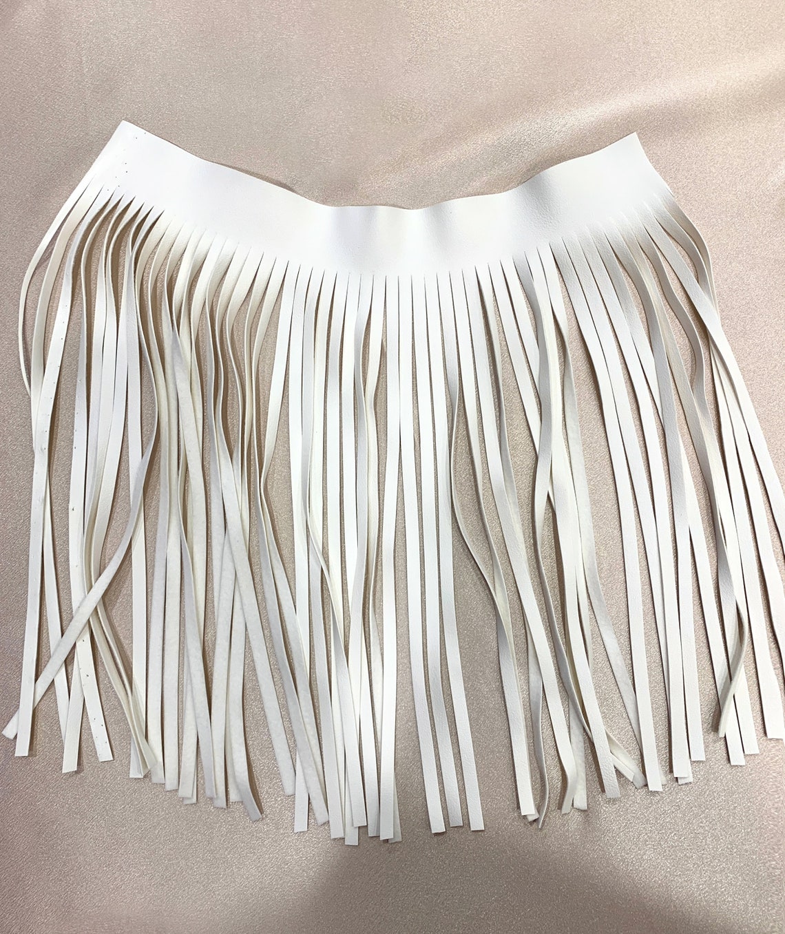White Leather Fringe Trim Fabric by the Yard Custom Length Etsy