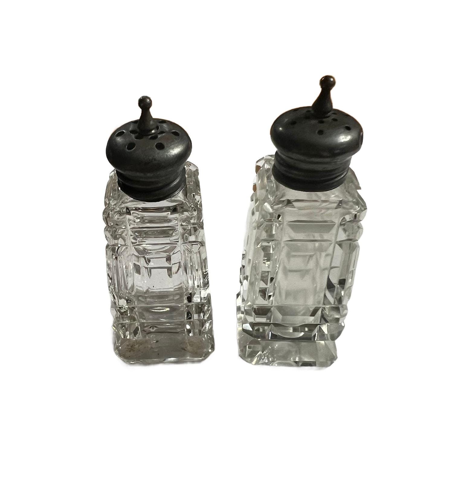 VTG クリスタルカットガラス ソルトペッパーシェーカー 3.25インチ