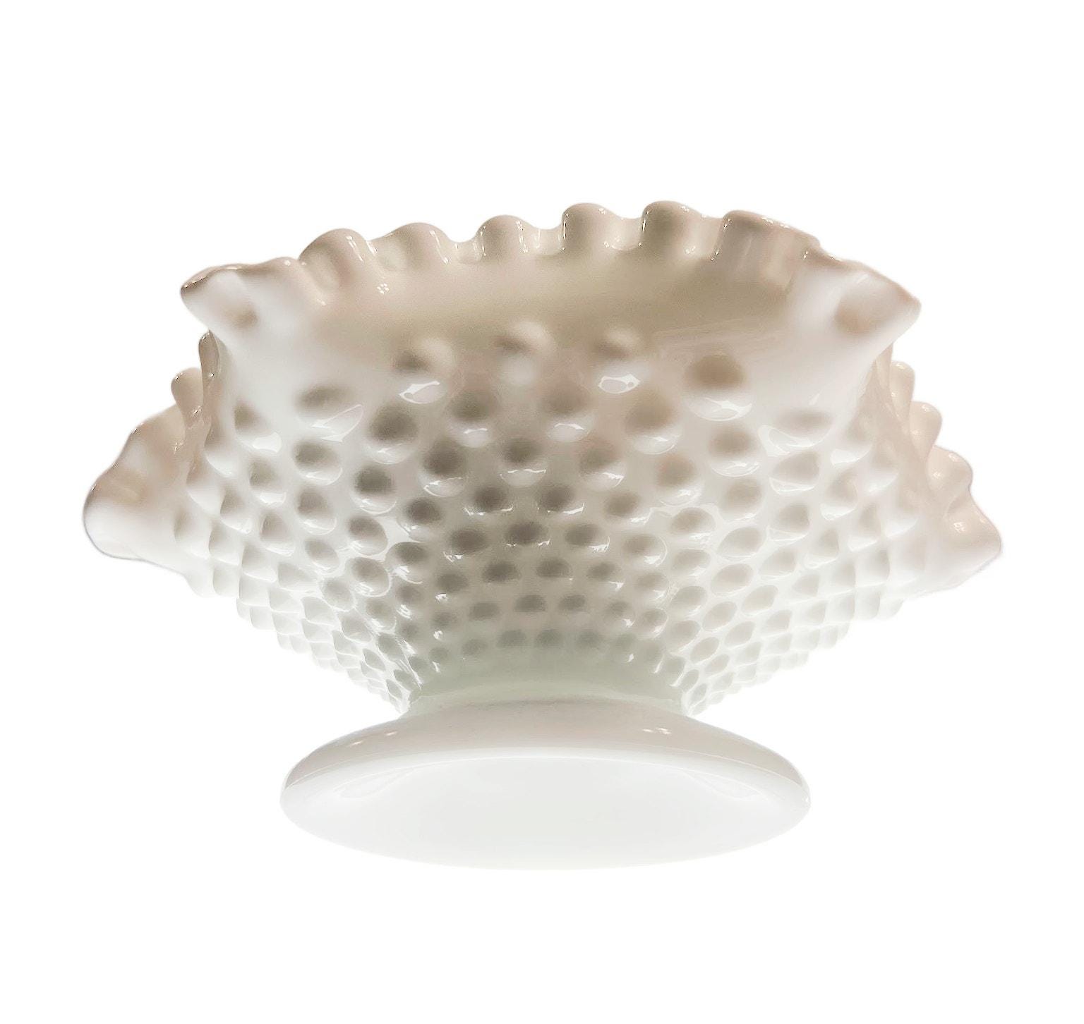 VTG フェントン ホブネイル ミルク ガラス リップル エッジ キャンディ