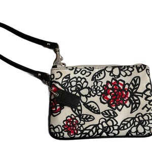VTG Coach Poppy Graffiti Black/White Wristlet with Purple Lining Circa Y2K