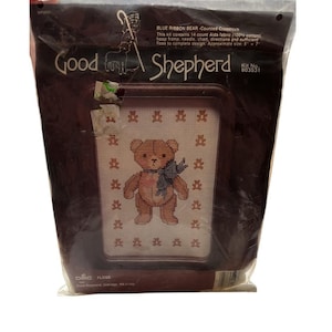 VTG NOS Good Shepherd DMC Bear Counted Cross Stitch Kit Unopened