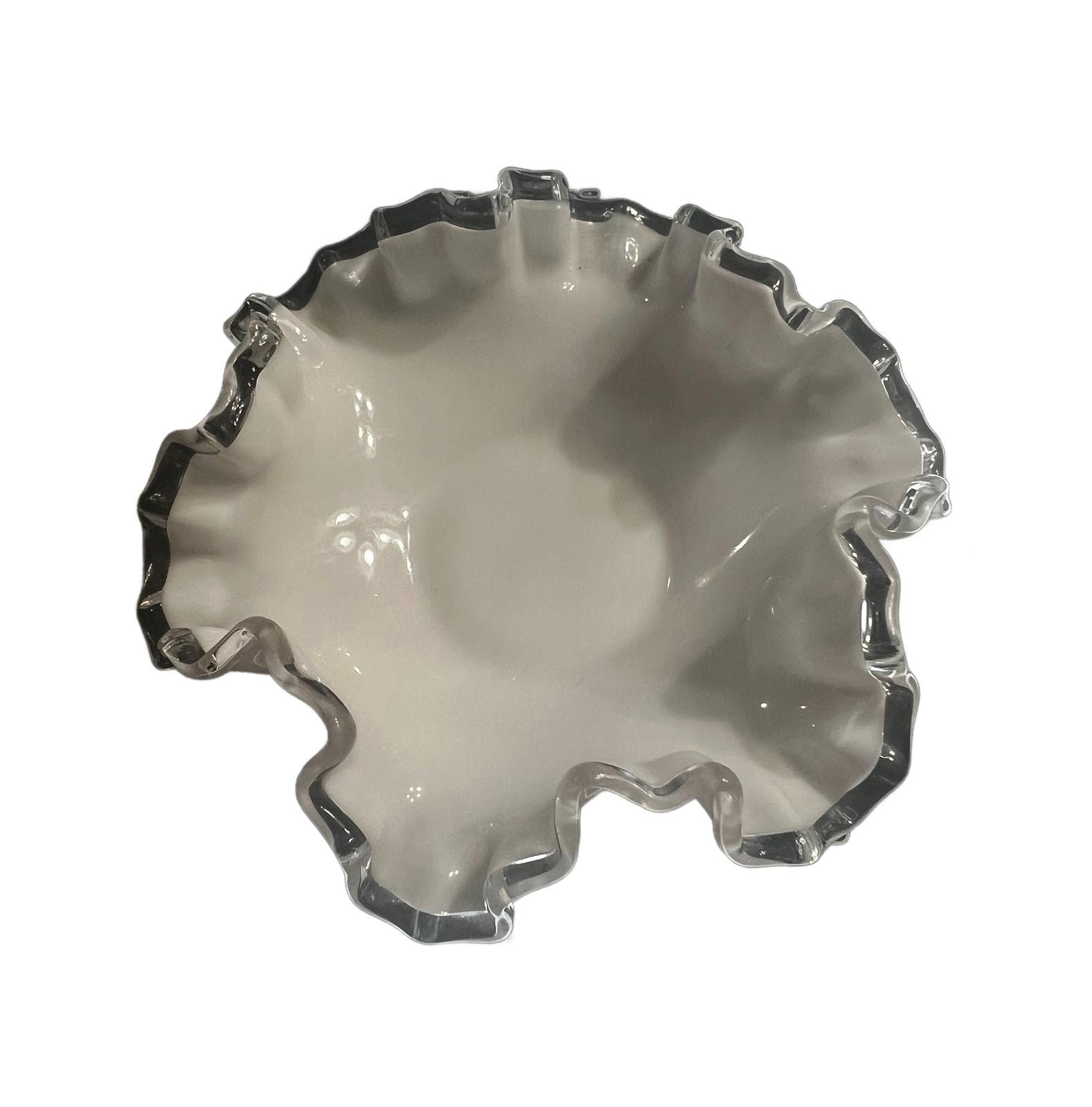 VTG FENTON シルバー クレスト ミルク ガラス 6 インチ ラウンド