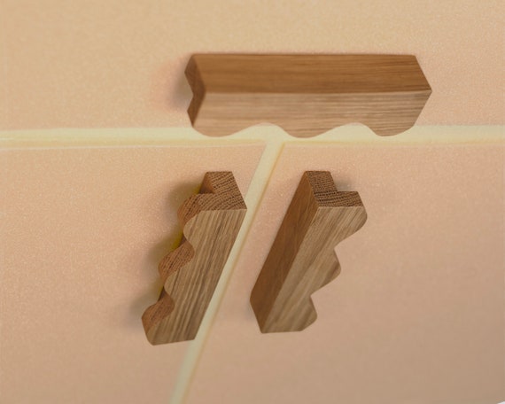 Wooden wavy handle with bushings and bolts for home furniture, doors, desk, dresser, drawer chest, sideboard, drawers