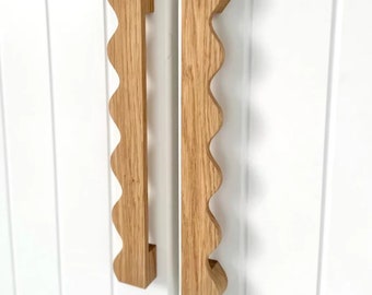 Tiradores ondulados de madera -ENVÍO RÁPIDO- para cajón de puerta de armario. Tirador para cajón de cocina. Pomo para escritorio, cómoda, armario, cómoda, aparador.