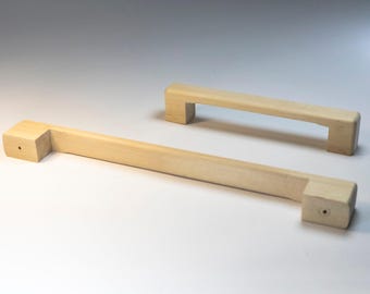Birch Wood Cabinet Pull: Straight Bar Handle, Modern Hardware