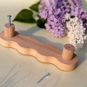 Wavy wood curvy pull for cabinet door + screws. Figured squiggly ethnic handle grip, wrist for kitchen desk drawer pull, dresser, chest
